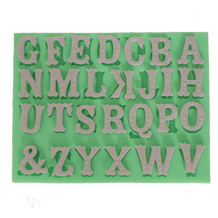 Noktalı alfabe silikon kalıp modeli: A'dan Z'ye harfler ve "&" işareti içeren silikon kalıp.