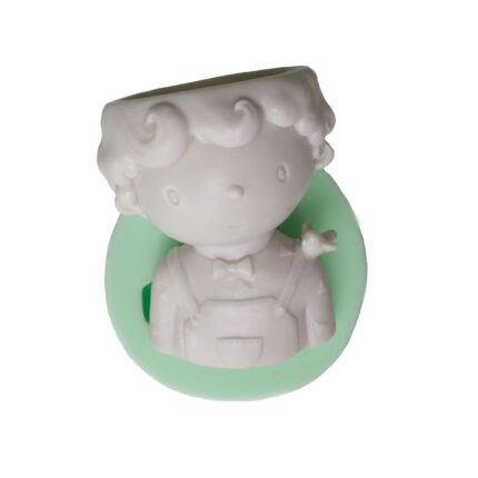 Omuzunda kuşlu erkek saksı silikon kalıp modeli, 7,5x7x9cm boyutlarında. Kuş temalı erkek figürü saksı kalıbı.