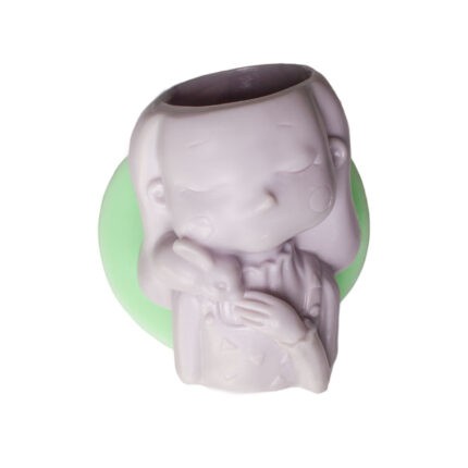 Omuzunda tavşanlı kız saksı silikon kalıp modeli, kız figürlü saksı için.