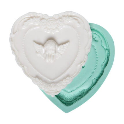 Kurdelya melekli çerçeve silikon kalıbı. Çiçekli melek çerçeve yapımı için ideal. Dekoratif foto çerçeve malzemesi.