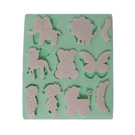 Kurdelya çocuk temalı panoluk tabanlık için karışık çocuk objeleri silikon kalıbı.