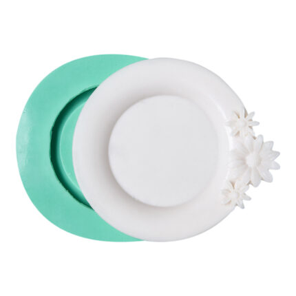 Papatyalı çay tabağı silikon kalıbı (9,5x9,5x1cm) ve reçine sunum tabağı. Çiçekli çay saati dekorasyon tabağı.