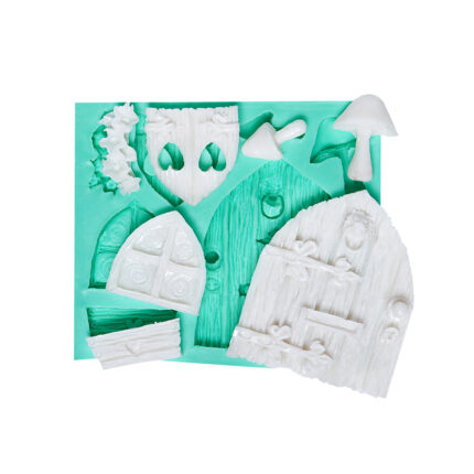 Pencere ve kapı silikon kalıbı: Minyatür ev dekorasyonu için nostaljik tasarım. Mantar ve çiçek detayları.