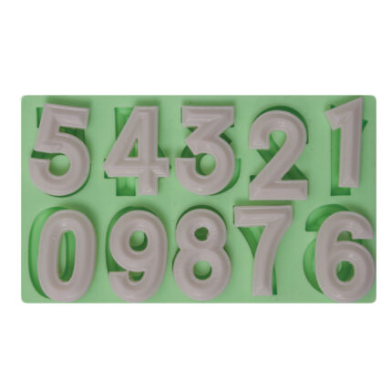 Piramit rakamlar silikon kalıp: 0'dan 9'a kadar sayılar içeren yeşil silikon döküm kalıbı.