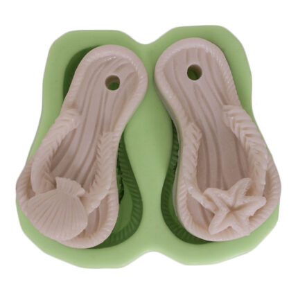 Plaj terliği silikon kalıp: yaz temalı, sahil dekorasyonu için 3D terlik kalıbı.