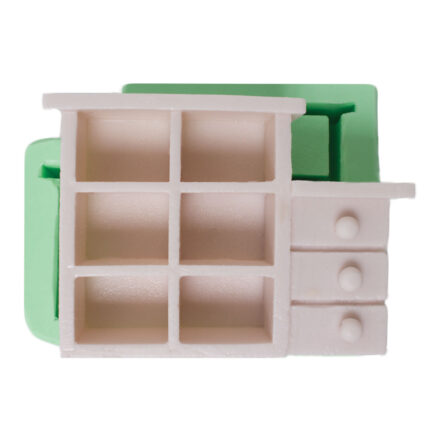 Raf ve çekmeceli dolap silikon kalıp: Minyatür mobilya dolap figürü.