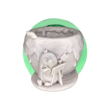 Resim yapan penguen saksı silikon kalıbı: sevimli penguen figürlü saksı kalıbı.