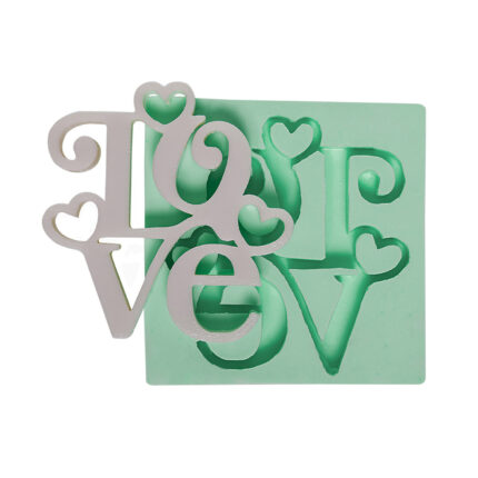 Romantik love yazısı silikon kalıbı. Sevgililer günü süsü için ideal. Kalıp ve döküm örneği.