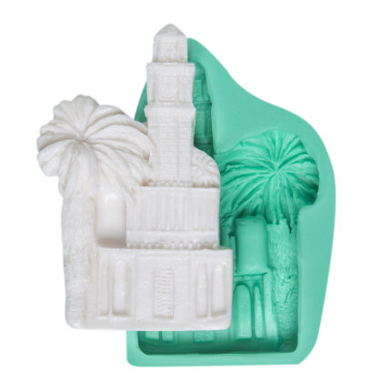 Saat kulesi biblo yapımı için silikon kalıp ve kalıptan çıkmış biblo. Tarihi kule kokulu taş tekniği için ideal.