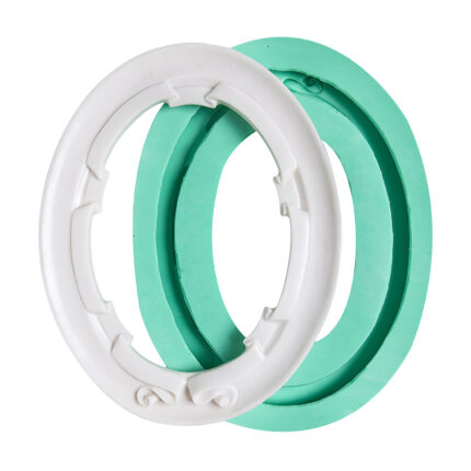 Beyaz plastik ve yeşil silikon çerçeve kalıbı. Temel çerçeve kalıbı, sade çerçeve biblo yapımı için ideal.