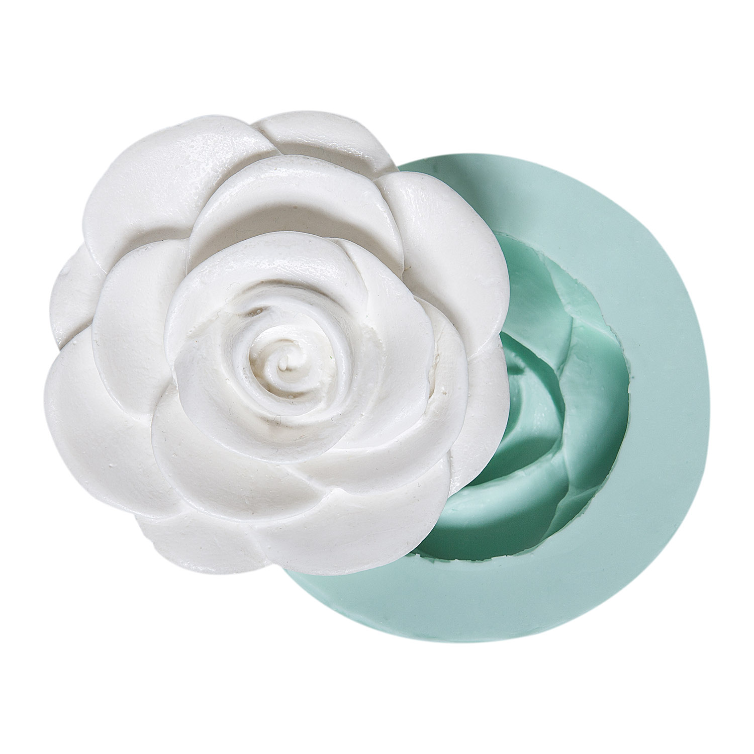 sade-gul-seklinde-silikon-alci-kalibi-kk-0225.jpg Sade gül silikon kalıp ve beyaz gül objesi. Gül temalı mum, alçı, epoksi, sabun yapımı için ideal.