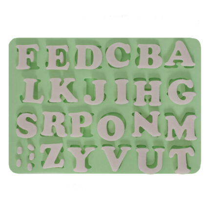 Sade orta boy tabanlıklar için harf silikon kalıp: FEDCBA, LKJIHG, SRPONM, ZYVUT harfleri.