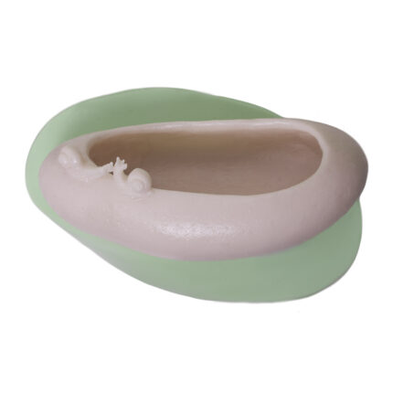 Kurdelya'dan salyangoz detaylı saksı silikon kalıp: bahçe temalı süs için, 14x7x5cm.