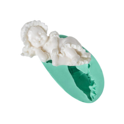 Şapkalı yan yatan kız figürü silikon kalıbı. Vintage stil çocuk biblo yapımı için ideal. Örtülü kız sabun kalıbı.