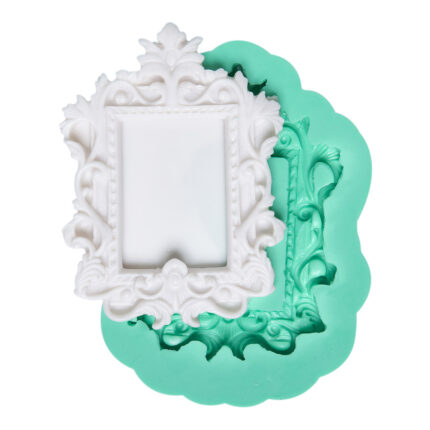 Çiçekli sarmaşık çerçeve kalıbı ve döküm örneği: botanik temalı, kıvrımlı çerçeve biblo yapımı için ideal.