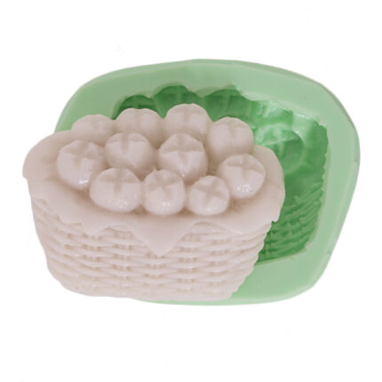 Sepetle kurabiyeler silikon kalıp modeli, mutfak temalı süs için. 3 boyutlu kurabiye silikon kalıp.