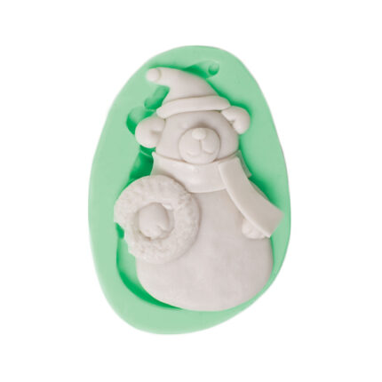 Sevimli yılbaşı ayısı silikon kalıp modeli. Yılbaşı dekoru için 3D ayı figürü kalıbı.