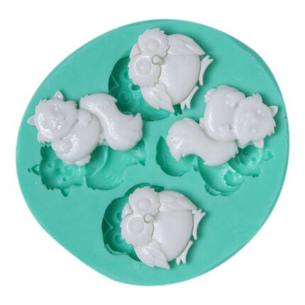 Sincap ve baykuş silikon kalıbı: hayvan temalı sabun/dekoratif obje yapımı için ideal. Kurdelya Naturel kalıp modeli.