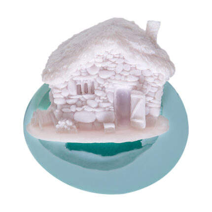 Taş ev silikon kalıbı ile yapılmış rustik dekoratif ev objesi. Kurdelya doğal taş ev silikon kalıp modeli.