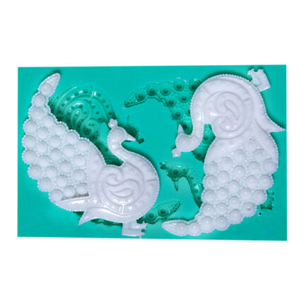 Tavus kuşu 2'li silikon kalıbı: Egzotik kuş koleksiyonu için sabun, takı ve dekoratif obje yapımı.