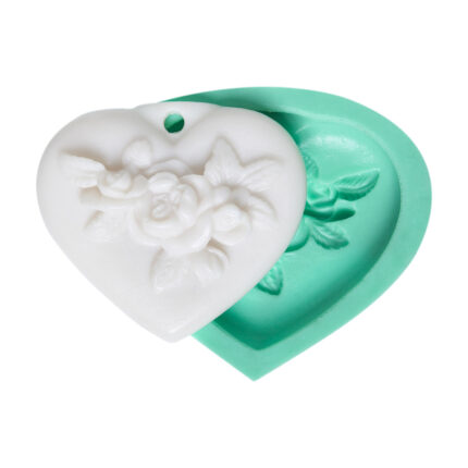 Kalpte tek gül delikli silikon kalıp. Aşk temalı hediyeler için romantik figür biblo yapımı.