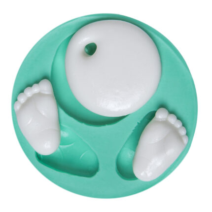 Bebek ayak izi silikon kalıbı: tombik ayaklar ve yuvarlak bebek anısı objesi yapımı için kalıp.