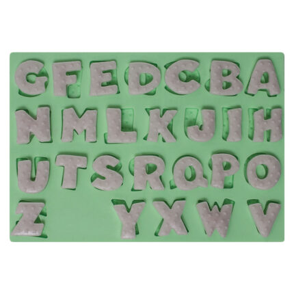 Üzeri yıldızlı harfler silikon kalıp. Alfabe harf figürü silikon kalıbı döküm için.