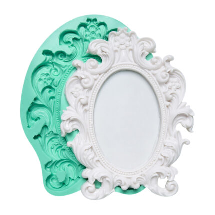 Antik tarz çerçeve kalıbı: Nostaljik vintage çerçeve desenli silikon kalıbı, eski moda dekorasyon için.