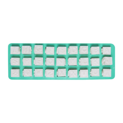 Yanları desenli küp harfler silikon kalıbı, çocuk gelişimi için ideal, KK-1071.