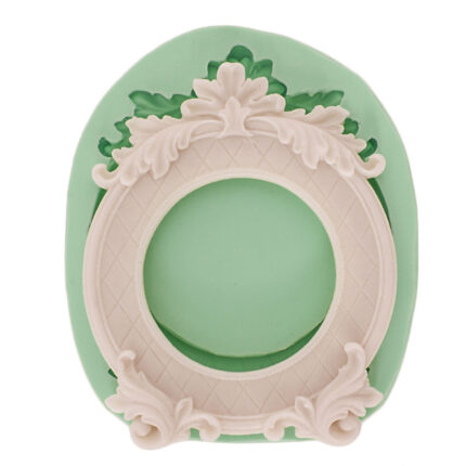 Yapraklı yuvarlak çerçeve silikon kalıp: Botanik temalı dekoratif çerçeve kalıbı.