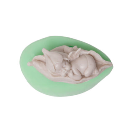 Yaprakta yan yatan bebek silikon kalıp modeli, bebek odası süsü için ideal.