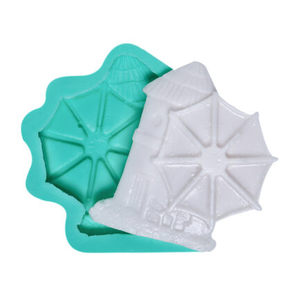 Yeldeğirmeni silikon kalıbı ve kalıptan çıkarılmış yeldeğirmeni figürü. Dekoratif obje yapımı için ideal.