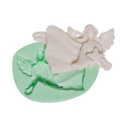 Yılbaşı melekleri-1 silikon kalıbı ve kalıptan çıkarılmış melek figürü. Yılbaşı dekorasyonu için ideal.