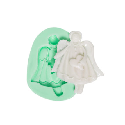 Yılbaşı melekleri-14 silikon kalıbı ve kalıptan çıkarılmış melek figürü. Yılbaşı temalı sabun yapımı için ideal.