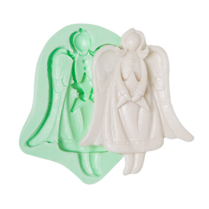 Yılbaşı melekleri-4 silikon kalıbı ve kalıptan çıkarılmış melek figürü. Yılbaşı temalı süs yapımı için ideal.