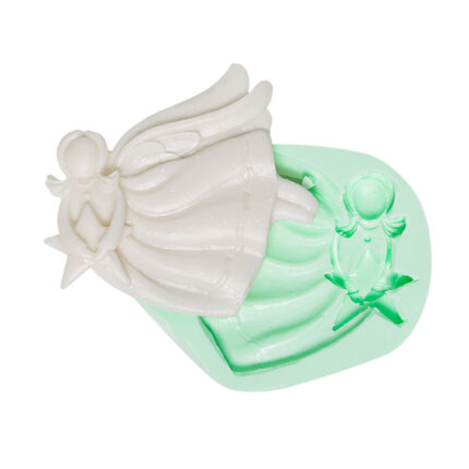 Yılbaşı melekleri-6 silikon kalıbı ve kalıptan çıkarılmış melek figürü. Yılbaşı süsü yapımı için ideal.