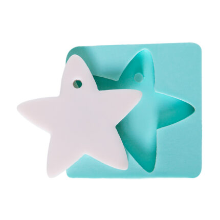 Yıldız delikli tabanlık silikon kalıbı ve beyaz yıldız obje. Dekoratif obje yapımı için ideal.