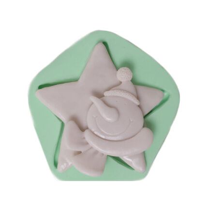 Yıldız içinde kardan adam silikon kalıp modeli (KK-1924). Yılbaşı dekorasyonu için ideal.