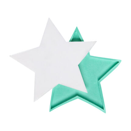 Yıldız tabanlık silikon kalıbı: Beyaz ve turkuaz yıldız temalı dekoratif obje.