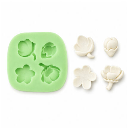 4 Farklı Model Minyatür Çiçek ve Tomurcuk Silikon Kalıbı (2.5×2.5×0.5 cm – KK-2241)