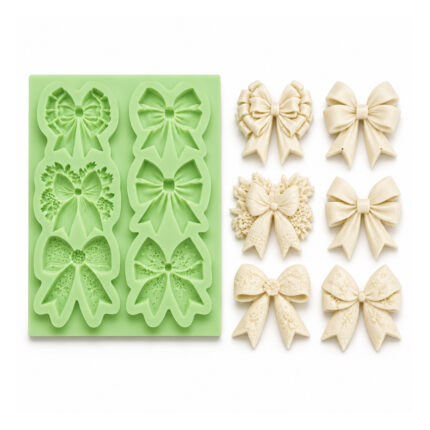 6’lı Farklı Model Dekoratif Fiyonk Silikon Kalıbı (3.5×3.5×0.8 cm – KK-2231)