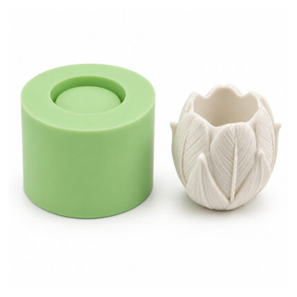 Kat Kat Yapraklı Çiçek Saksı ve Kalemlik Silikon Kalıbı (7×7×8 cm – KK-2234)