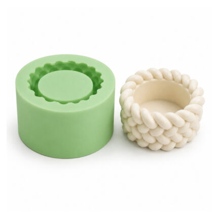 Sepet Örgü Desenli Mini Saksı ve Mum Kabı Silikon Kalıbı (6×6×3 cm – KK-2233)