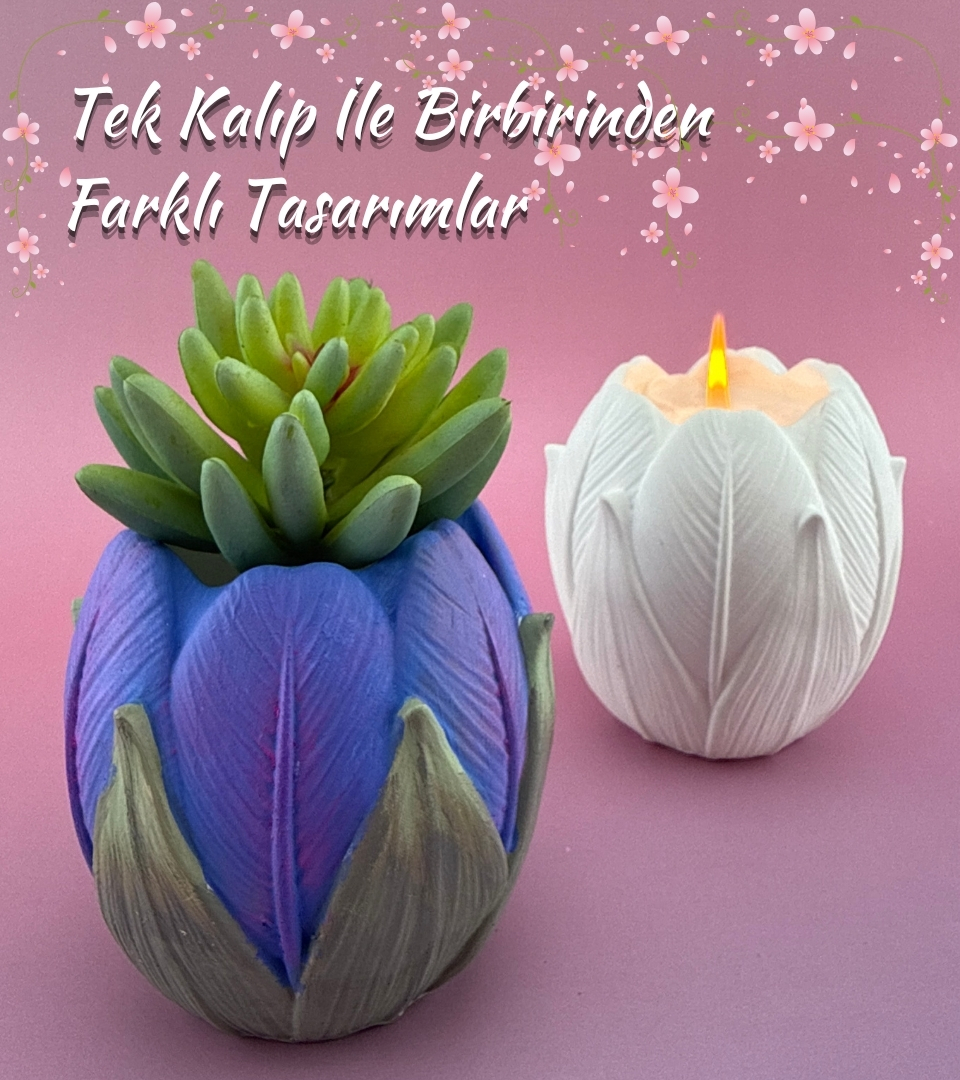 yaprakli cicek saksi silikon kalibi