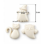 3’lü Cadılar Bayramı Hayalet, Kedi ve Baykuş Figürü Silikon Kalıbı (2×3×0.7 cm – KK-2255) - Görsel 2