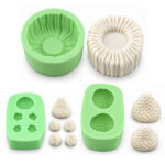 Farklı Boy Çilek ve Dalgalı Tart Tabanı Silikon Kalıp Seti (Tart Tabanı: 7×7×4 cm – KK-2269)