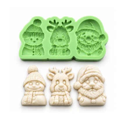 3’lü Küçük Sevimli Yılbaşı Figürleri Silikon Kalıbı (4×5×1 cm – KK-2286)