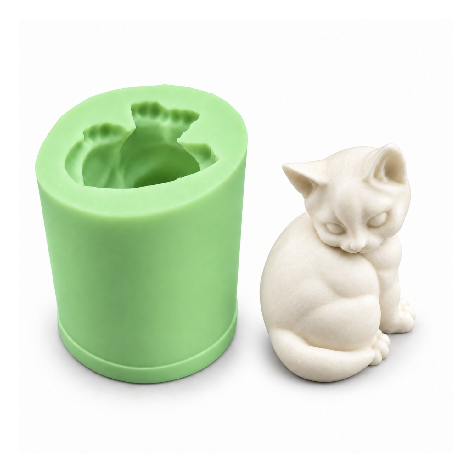 basini-cevirmis-oturan-kedi-silikon-kalibi Başını Çevirmiş Oturan Kedi Silikon Kalıbı (4.5×3×5.5 cm – KK-2277) - Görsel 1