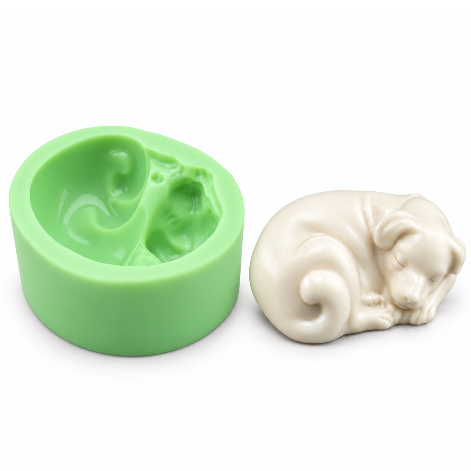 kivrilip-uyuyan-kopek-silikon-kalibi Kıvrılıp Uyuyan Köpek Silikon Kalıbı (7×5.5×3 cm – KK-2281) - Görsel 1